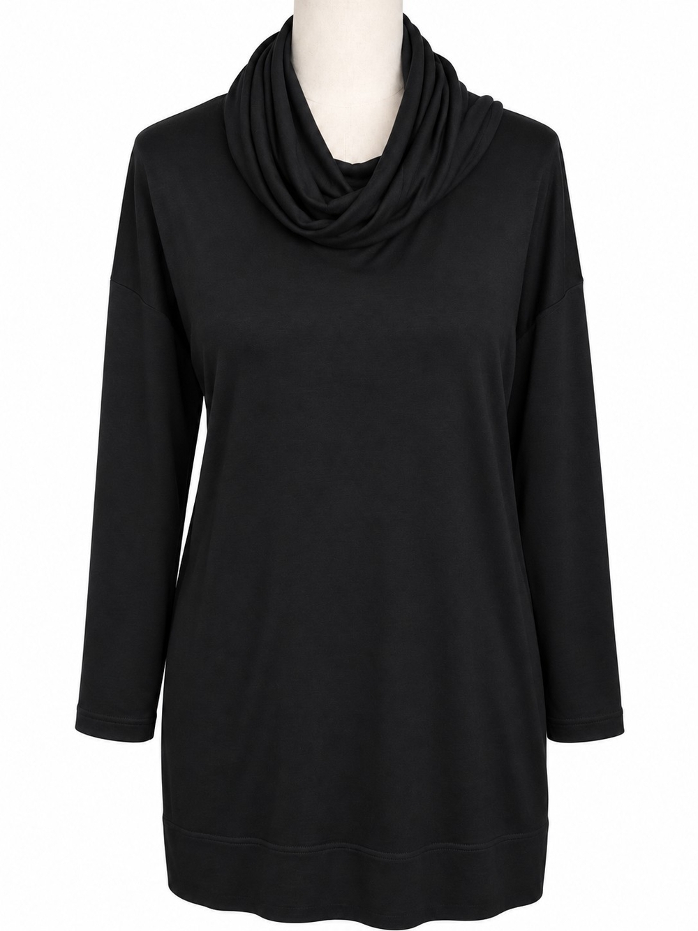 Liz Claiborne Weekend Women’s L Black Cowl Neck Long Sleeve Tunic Top